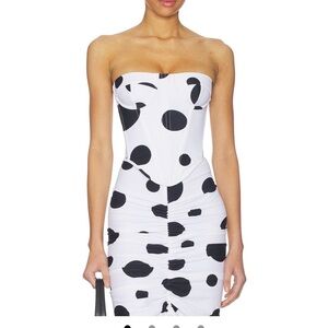 Frida Corset Top White Black Polka Dots